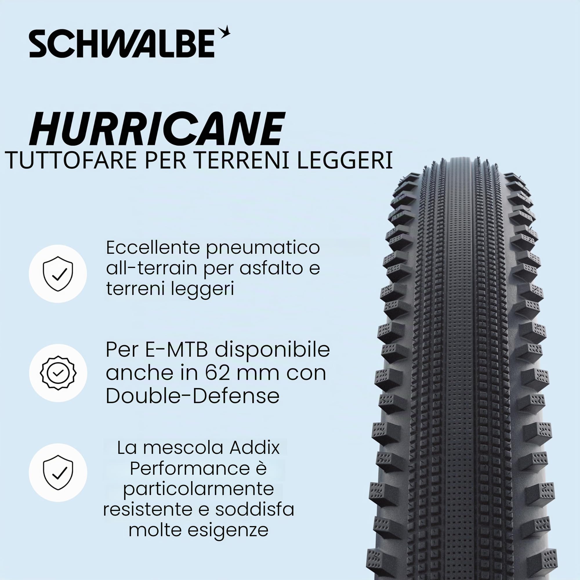 Schwalbe Hurricane Performance - Pneumatico con filo metallico, 57-622 (29 x 2,25")