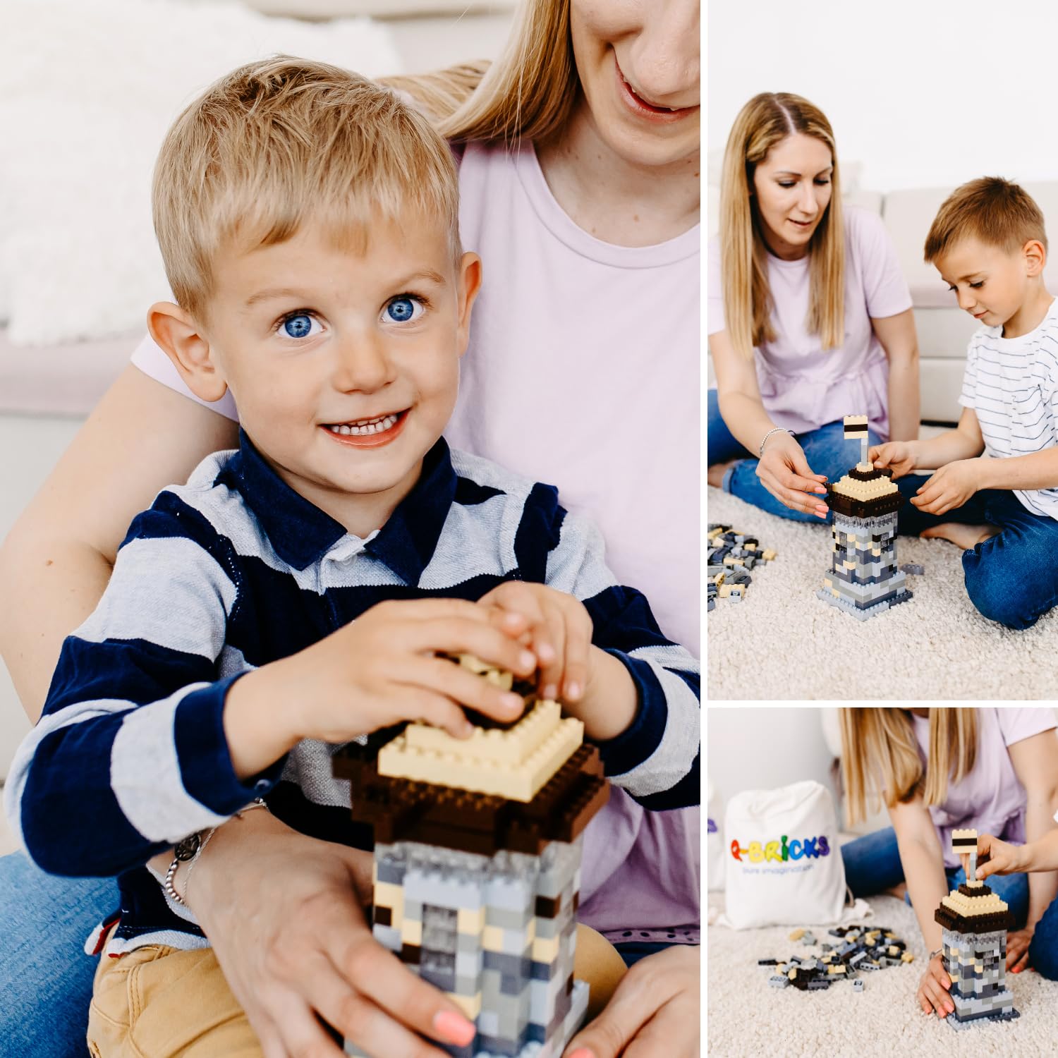 Set di mattoncini classici grandi | 2000 pezzi | 3 stampi in pietra (1 x 4, 2 x 2, 2 x 4) in 6 colori | giocattolo da costruzione 100% compatibile | regalo per bambini, ragazzi e ragazze dai 4 anni in