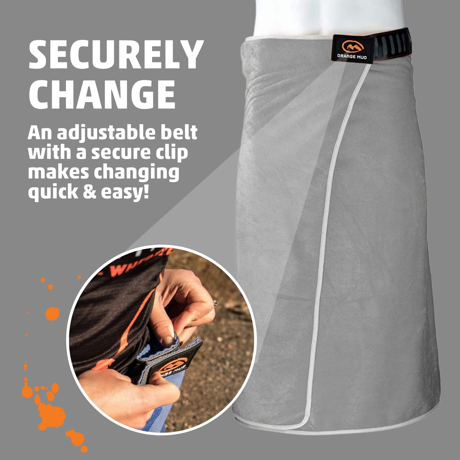 Orange Mud 3in1 Transition Wrap 2.0, Sporthandtuch + Autositz-Cover + Umzieh-Hilfe, Farbe grau