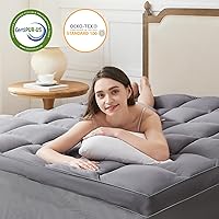 Vista 5 de Homemate Cubrecolchón de espuma viscoelástica tamaño matrimonial, cubrecolchón de enfriamiento de doble capa de 4 pulgadas, espuma viscoelástica