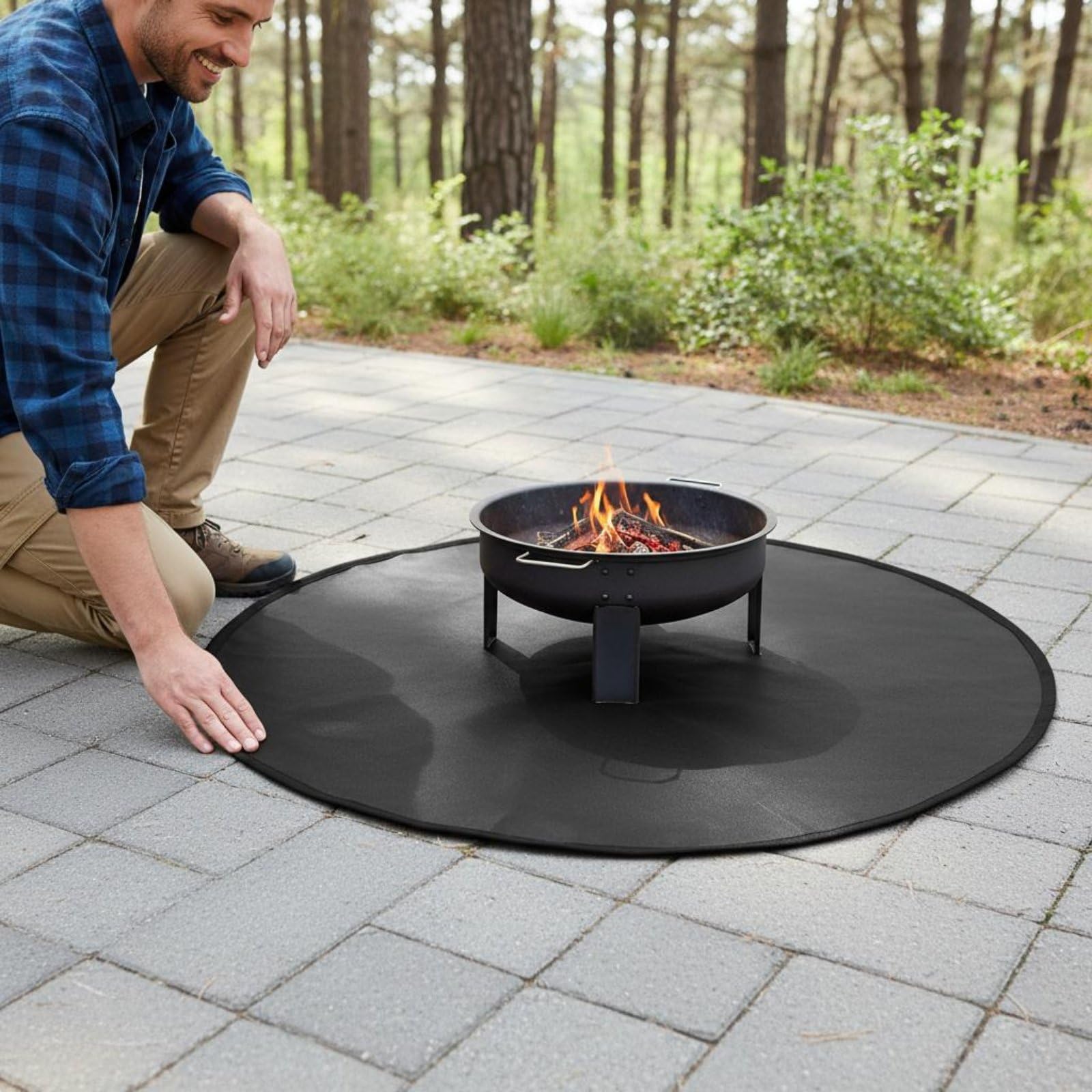 Outdoor Grillunterlage Grillmatte Bodenschutz Feuerfeste Matte Hitzebeständige Unterlage Ölresistente Schutzmatte mit Langlebigem Aufbau Schutz vor, Quadrat 51x63in