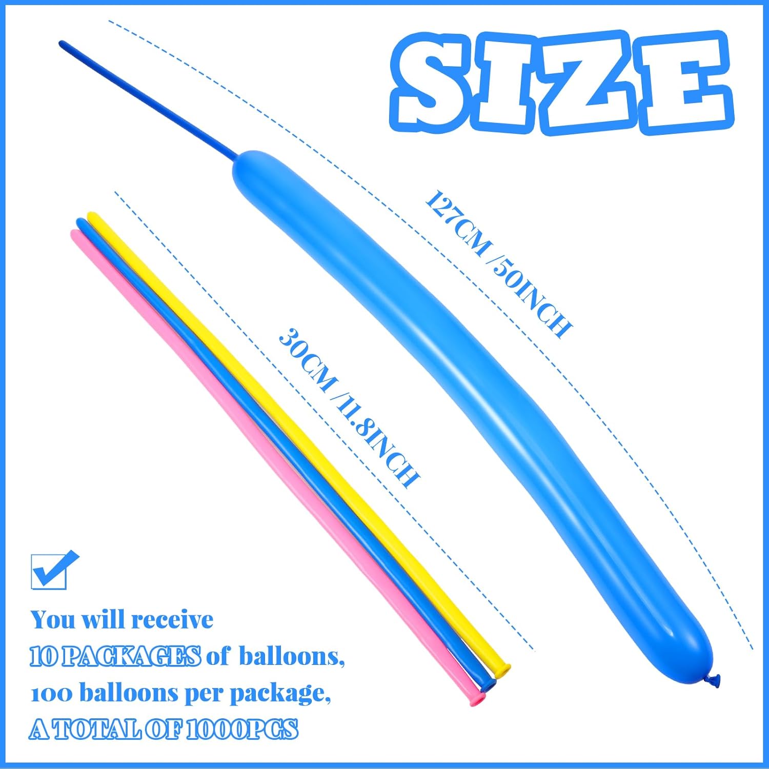 Sratte 1000 Pcs Bulk Animal Balloons 260Q Twisting Long Balloon Assorted Color for Halloween Animal Shape Weddings, Birthdays Clowns, Xmas Presents (Bright Colors)