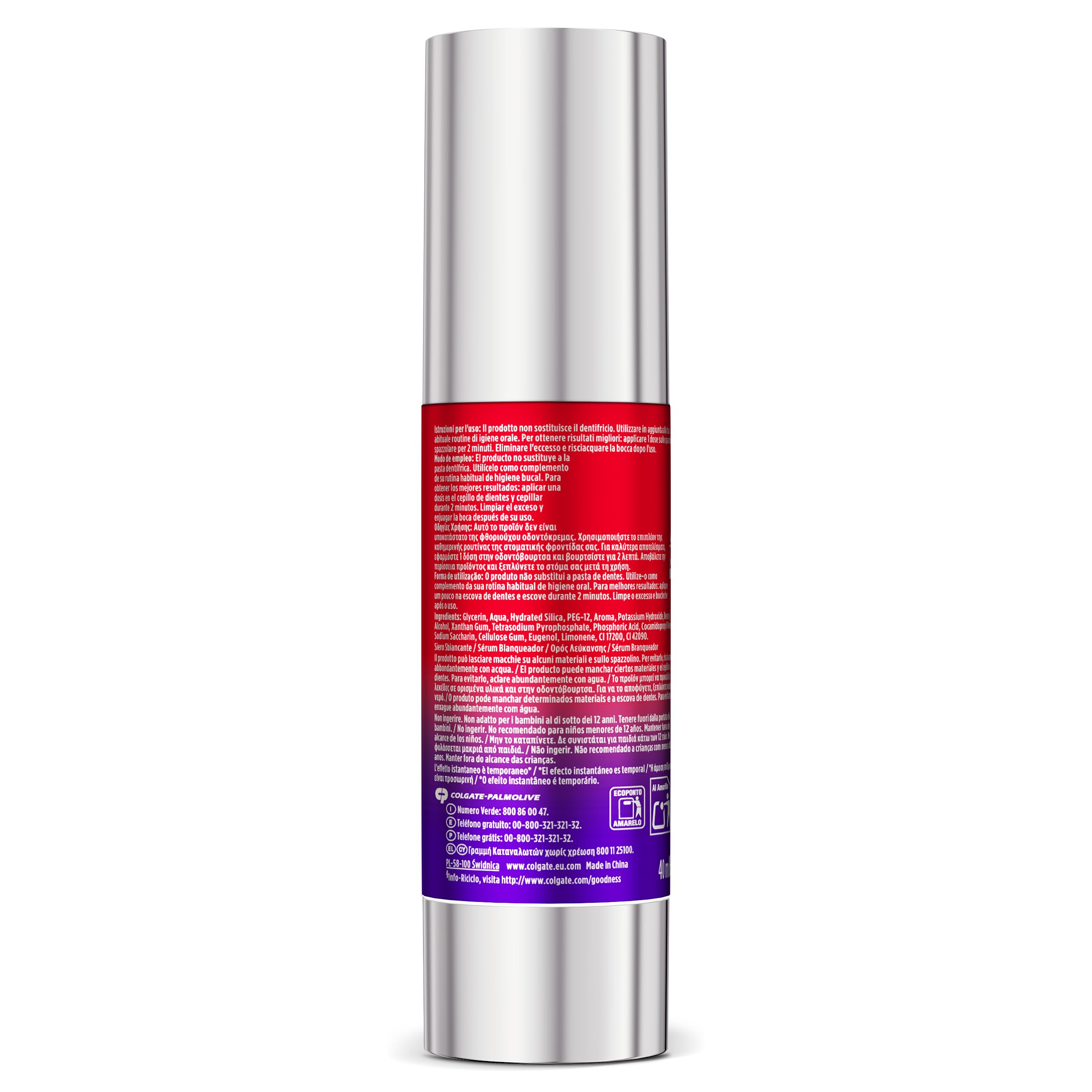 Colgate Max White Sérum Morado 40ml, Blanqueador Dental Instantáneo sin Flúor, Blanquea Instantáneamente, Fórmula de Doble Acción para Corrección del Color y Resultados Blanqueadores Duraderos — view 3