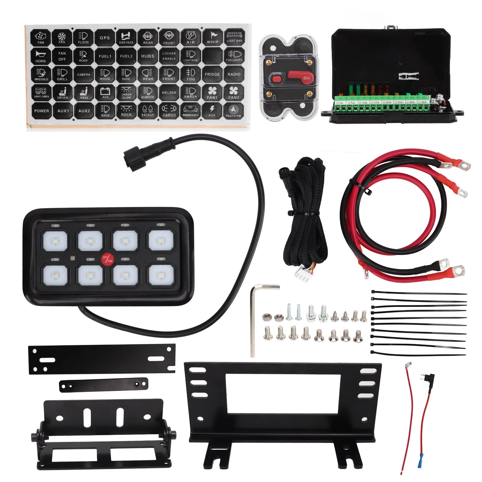 Panel De Control Táctil Para Automóvil, Panel De Interruptor De Automóvil LED Azul De 8 Pandillas Protección IP65 1500W Disipación De Calor Universal Para Camión Barco Barco ATV UTV Autobus