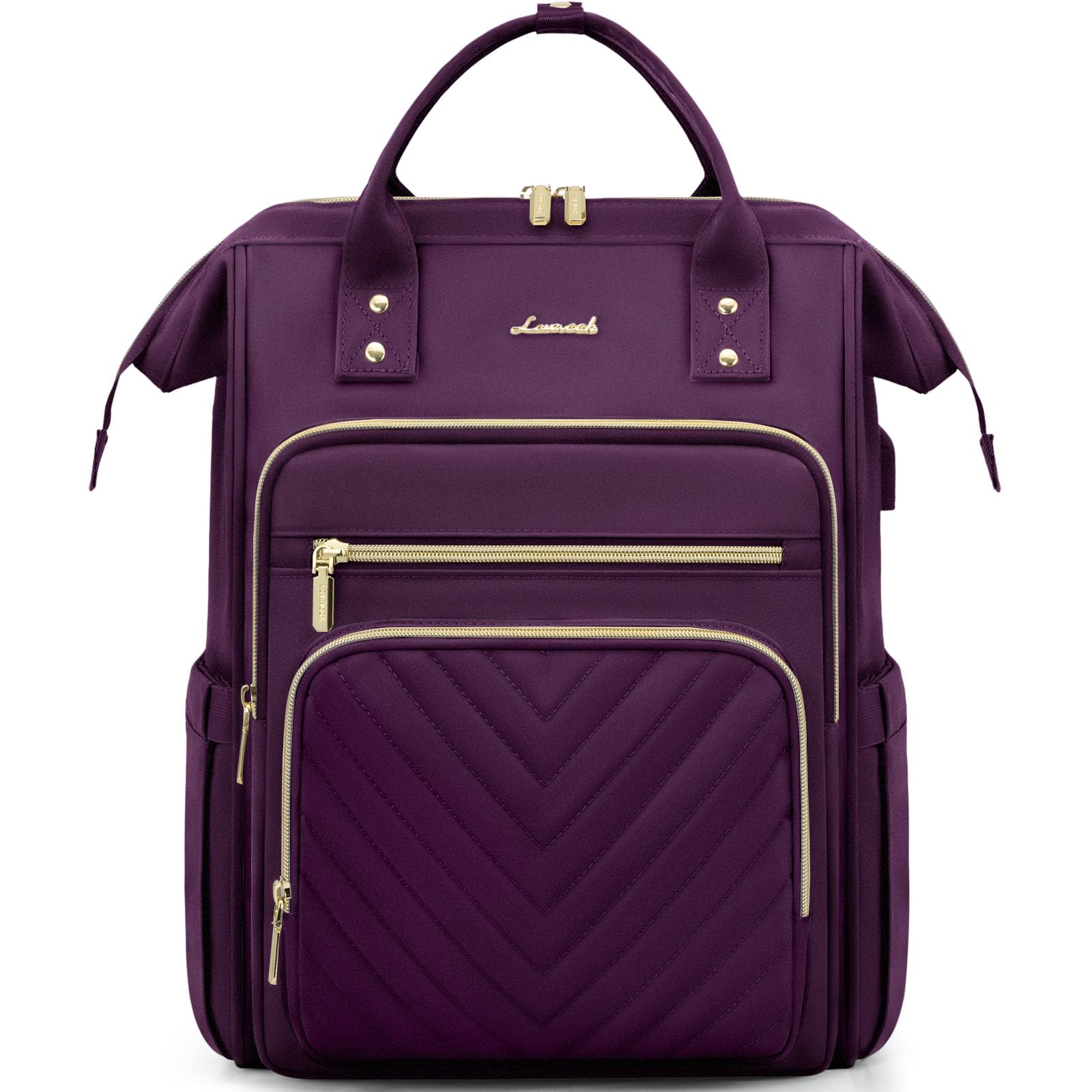 LOVEVOOK Rucksack Damen, 15,6 Zoll Laptop Schulrucksack Mädchen Wasserdicht, Elegant Reiserucksack Tagesrucksäcke Arbeitstasche Lehrertasche, Backpack Women für Schule Reise Office, Violett