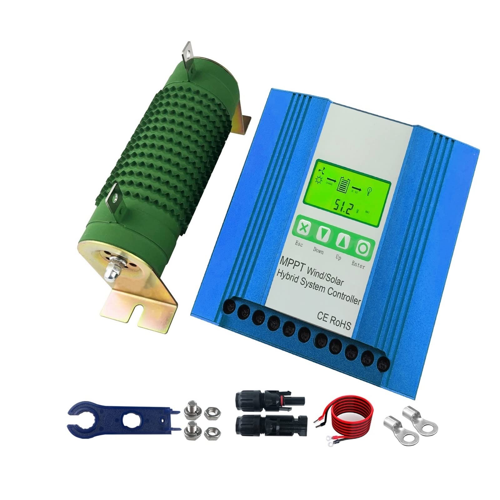 NEW 4000W 3000W 2000W 1000W 12V 24V 48V Wind Solar MPPT Hybrid Controller Version Charge Lithium Lead Acid Gel Bat(24V Auto,2000W Solar2000W)
