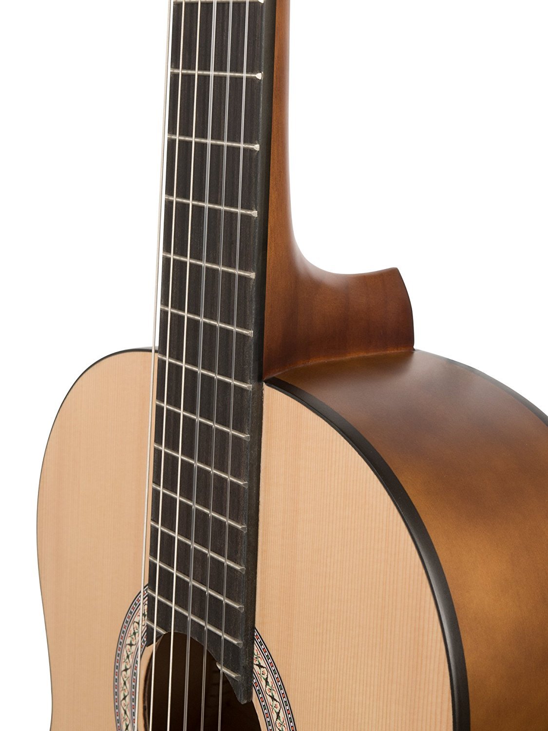 CASCHA HH 2043 IT Guitare Classique 4/4 Bundle, mat naturel, table épicéa, avec livre de guitare en espagnol, CD, DVD, accordeur, sac rembourré et 3 médiators