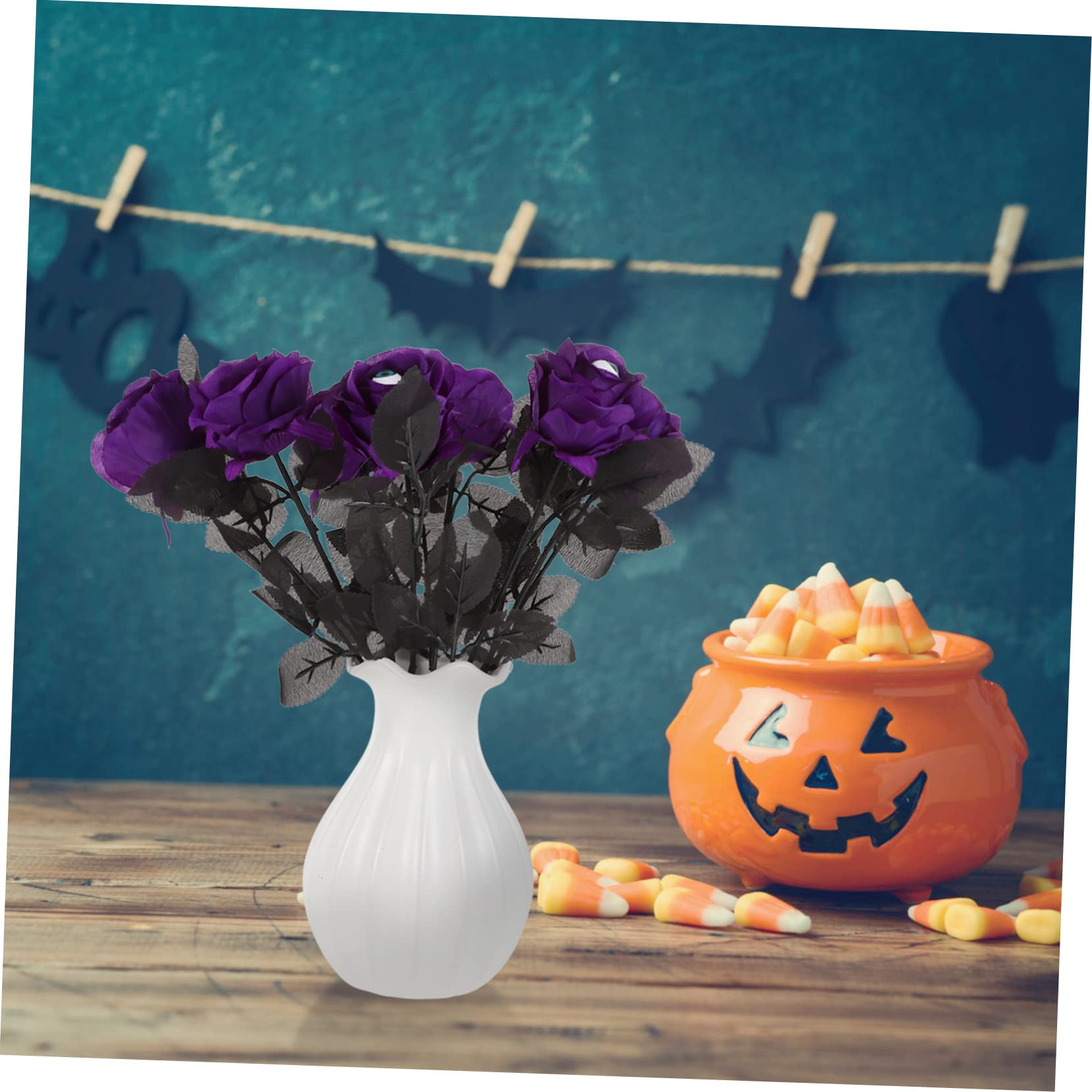 AOKWAWALIY Lot De 5 Roses Avec Yeux Gothiques - Décoration De