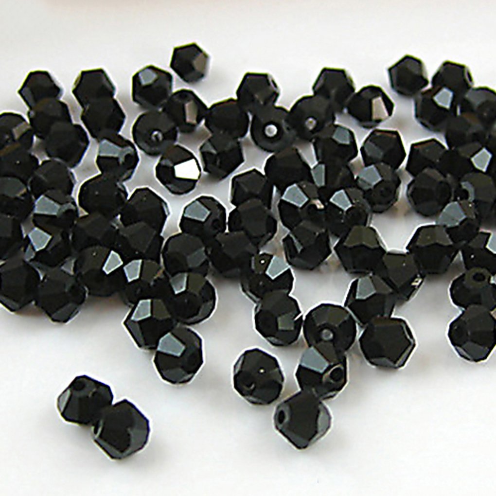 Gemini_mall Black Gemini_mall® 100 Faceted Bicone Crystal Glass Beads 4Mm For Jewelry Making (Black)