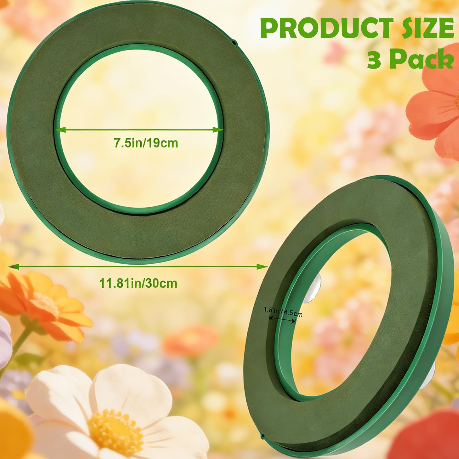 AKOLAFE 3 ghirlande di Schiuma da 30 cm, per Fiori freschi, in Schiuma di Fiori, Rotonde, per Il Fai da Te, per Matrimoni, Compleanni, Giardini, Appartamenti