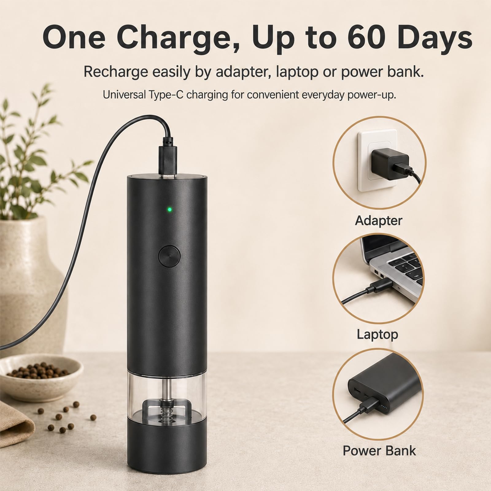 Set of 2 Electric Salt and Pepper Mills, Automatic Pepper Mill with Storage Base, 4 Speed ​​Settings, for Grinding Spices