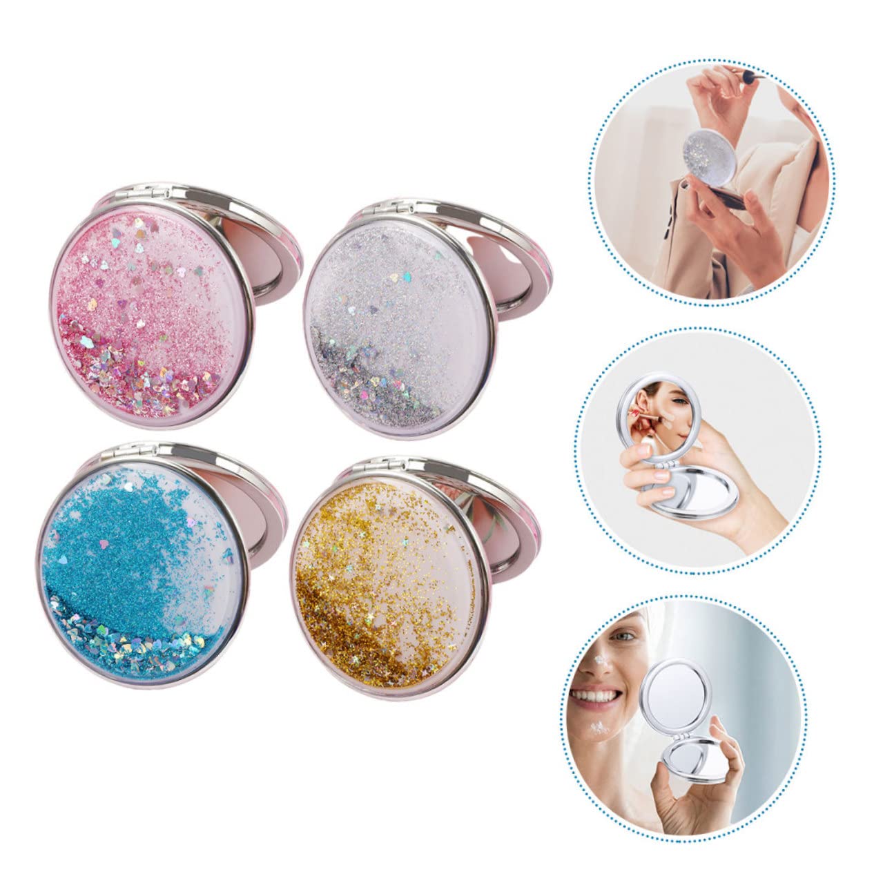 Espejo de Viaje Plegable Doble Cara Abs 4 Piezas Compacto