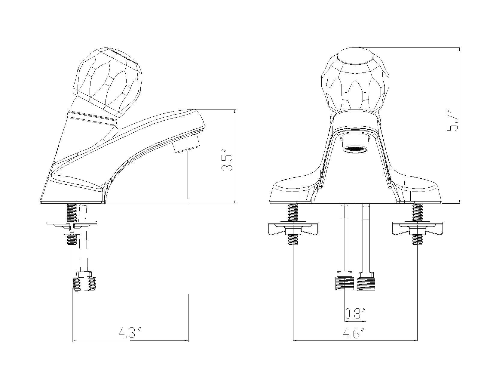 WMF-4316-CP - RV Lavatory Bathroom Faucet Single Handle Ceramic Disc Less Pop-up Chrome Plating Over ABS Plastic — view 5
