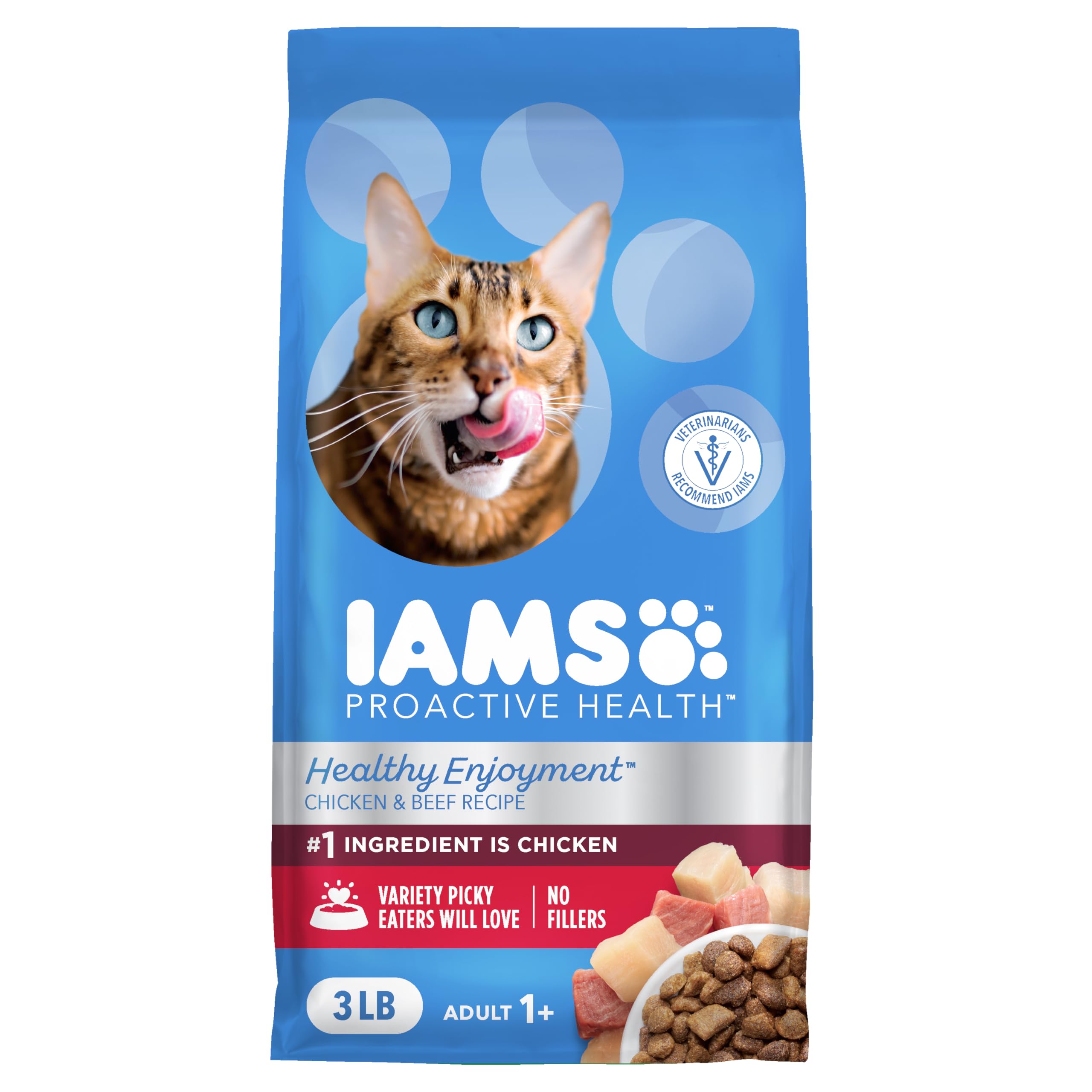 IAMS Healthy Enjoyment Dry Cat Food Chicken & Beef Recipe, 3 lb. Bag
