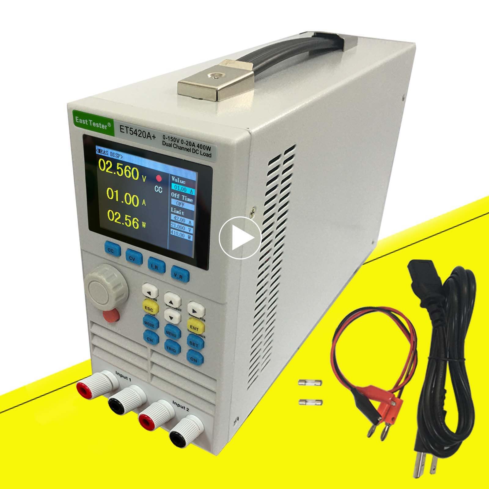ET5420A+ Dual-Channel Programmable DC Electronic Load Tester, 0-150V 0-20A*2 400W, Battery & Power Supply Analyzer, High-Precision Load Meter CC/CV/CR/CP Modes, 2.8” TFT Display