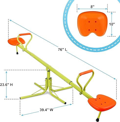 Vista 2 de Balancín para niños, Teeter Totter con rotación de 360 grados, equipo de parque infantil para exteriores, hogar, juego de juguetes para niños