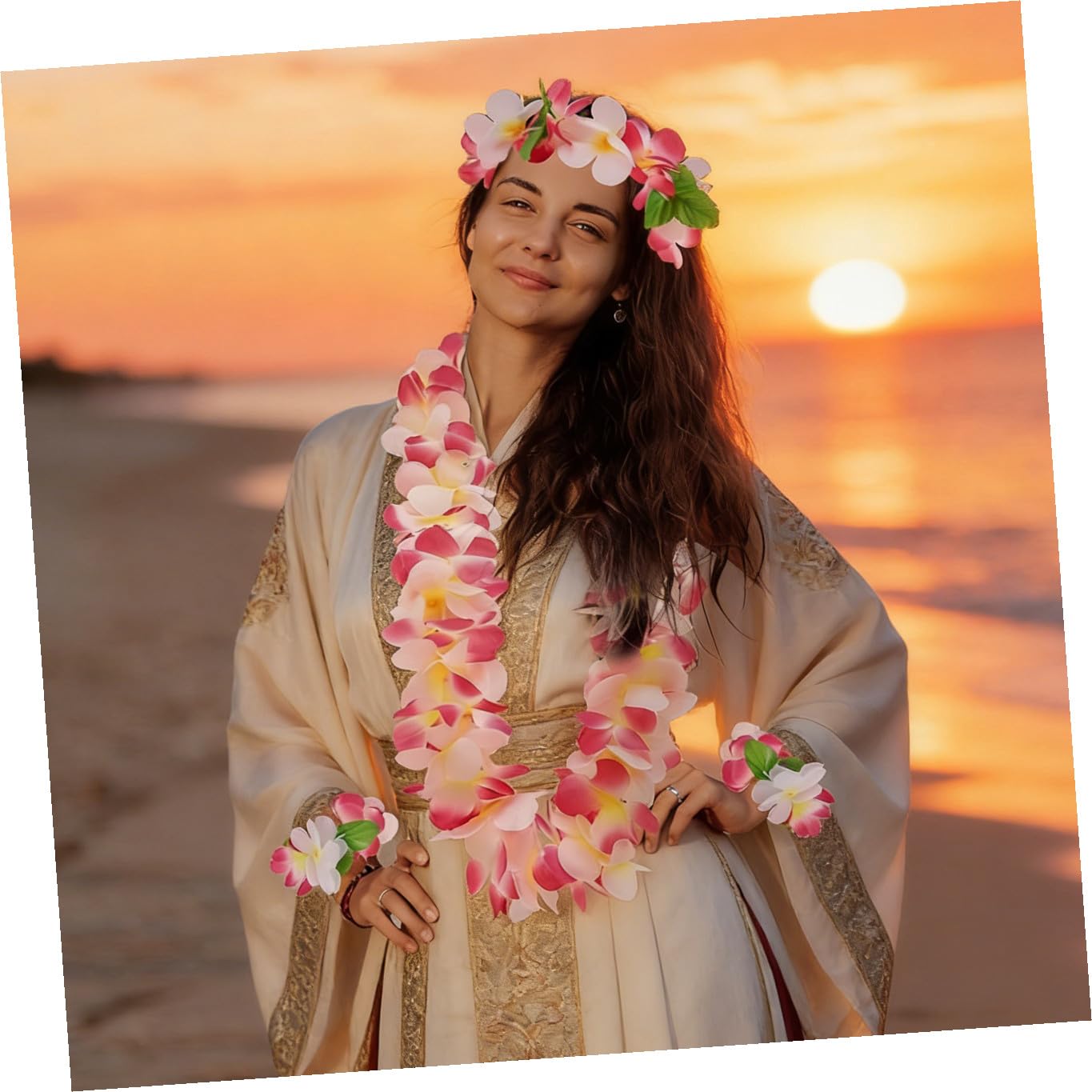 Conjunto de Guirnalda Hawaiana 32 Piezas, Tela, 4 Accesorios