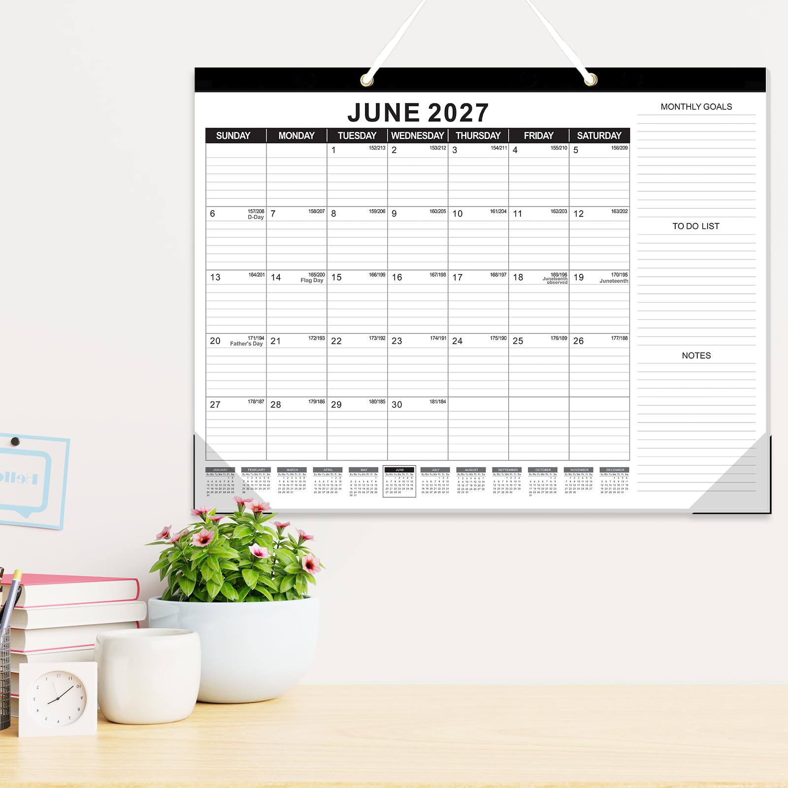 GuassLee Großer Tischkalender 2026, 3 Packungen, 55,9 x 43,2 cm, Desktop-Wandkalender, 18 Monate, Wandplaner von Januar 2026 bis Juni 2027, mit Julianischem Datum, To-do und Notizen, monatliche Ziele