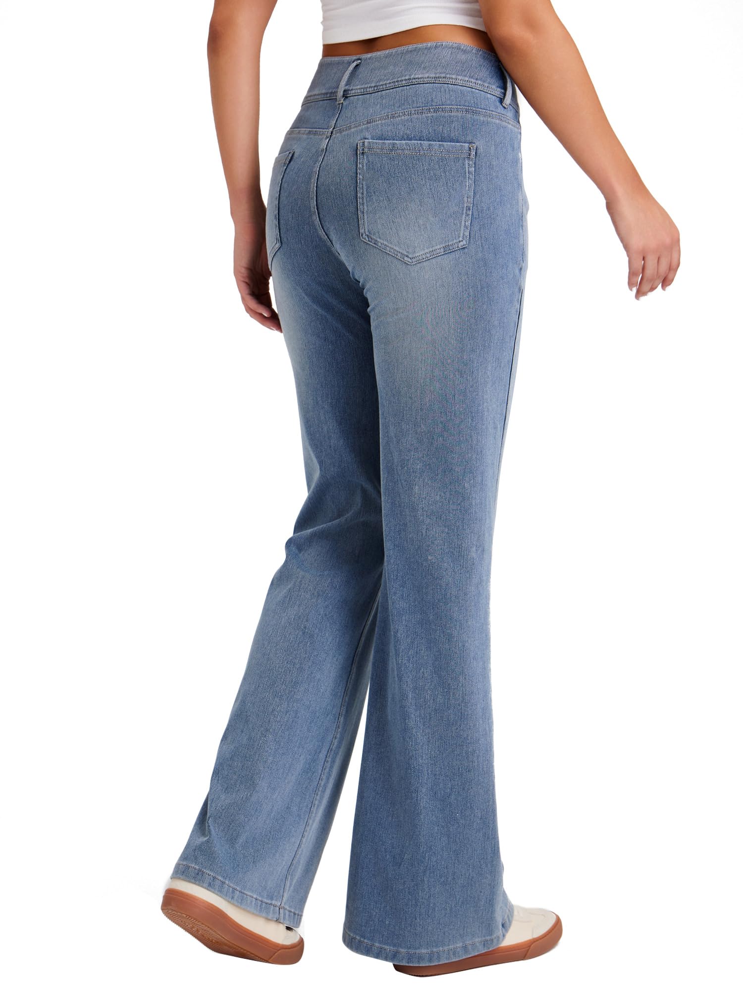 LaiEr Jeans a Gamba Larga Donne,Design con Bottoni Doppi e Verace Apertura con Zip,Gambe Dritte, vestibilità Sciolta,Jeans Casual Molto Elastici.