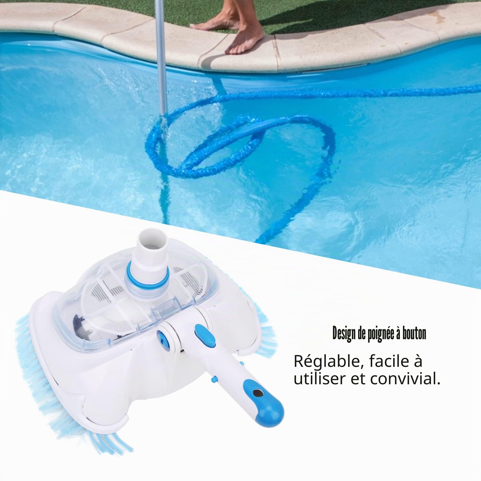 tête d'aspirateur de Piscine Manuelle, intégration de Nettoyage par Aspiration Outil de Nettoyage par Aspiration pour Un Entretien Efficace de la Piscine