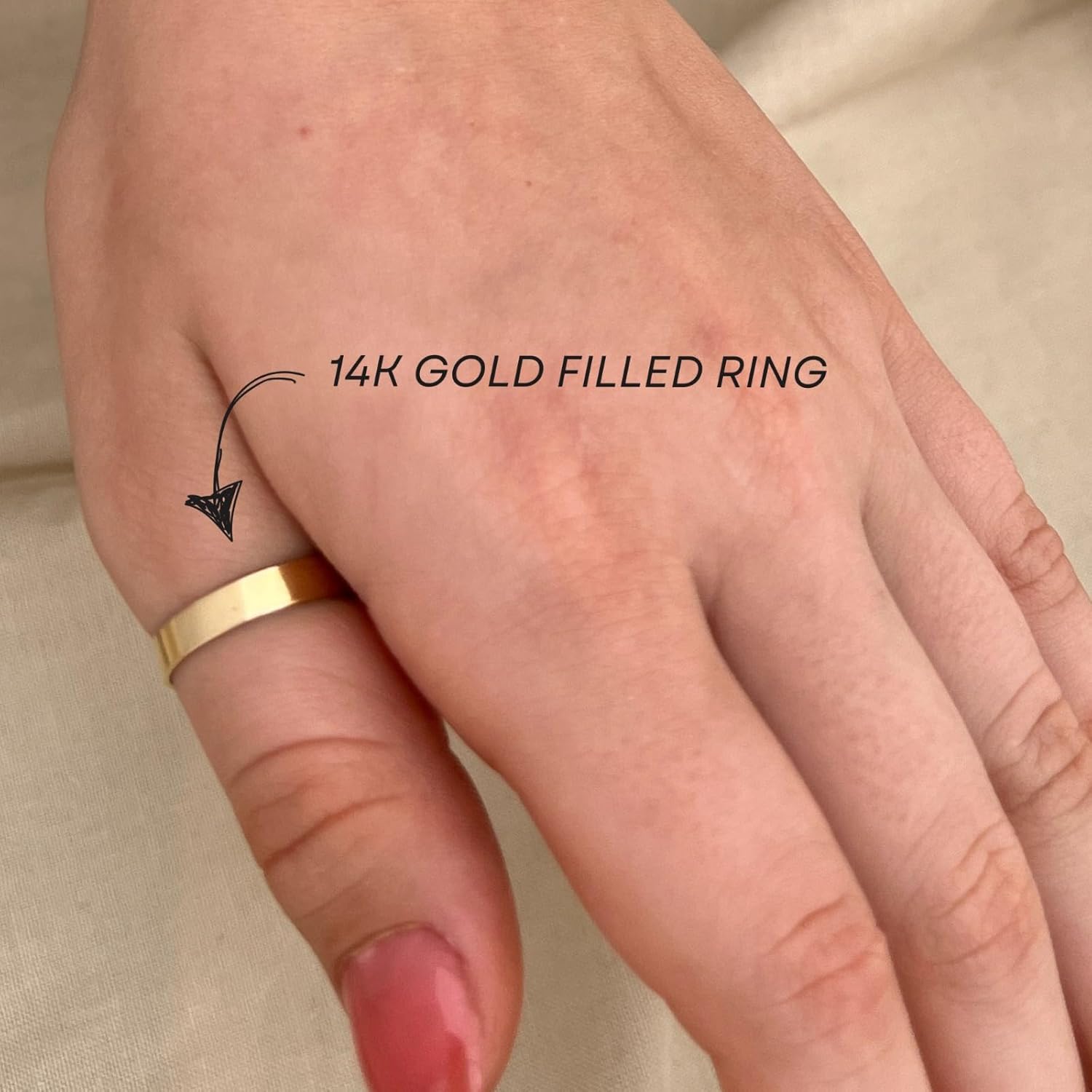 3mm Wide Gold Thumb Ring for Women - Stacking Band Size 10 14k Gold Filled - Each and Every Ring is Hand Hammered - Stamped Inside 14k/20 GF
