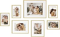 eletecpro Gold Aluminum Gallery Wall Frame Set of 7 (1x11x14, 2x8x10, 4x5x7) - Modern Photo Collage for Wall or Tabletop Display