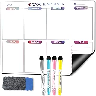 KYONANO Magnetischer Wochenplaner 2026, Haushaltsplan Magnetisch, 41.7x32cm, Magnettafel wiederverwendbar für Organisation, Menüplanung und Sliste