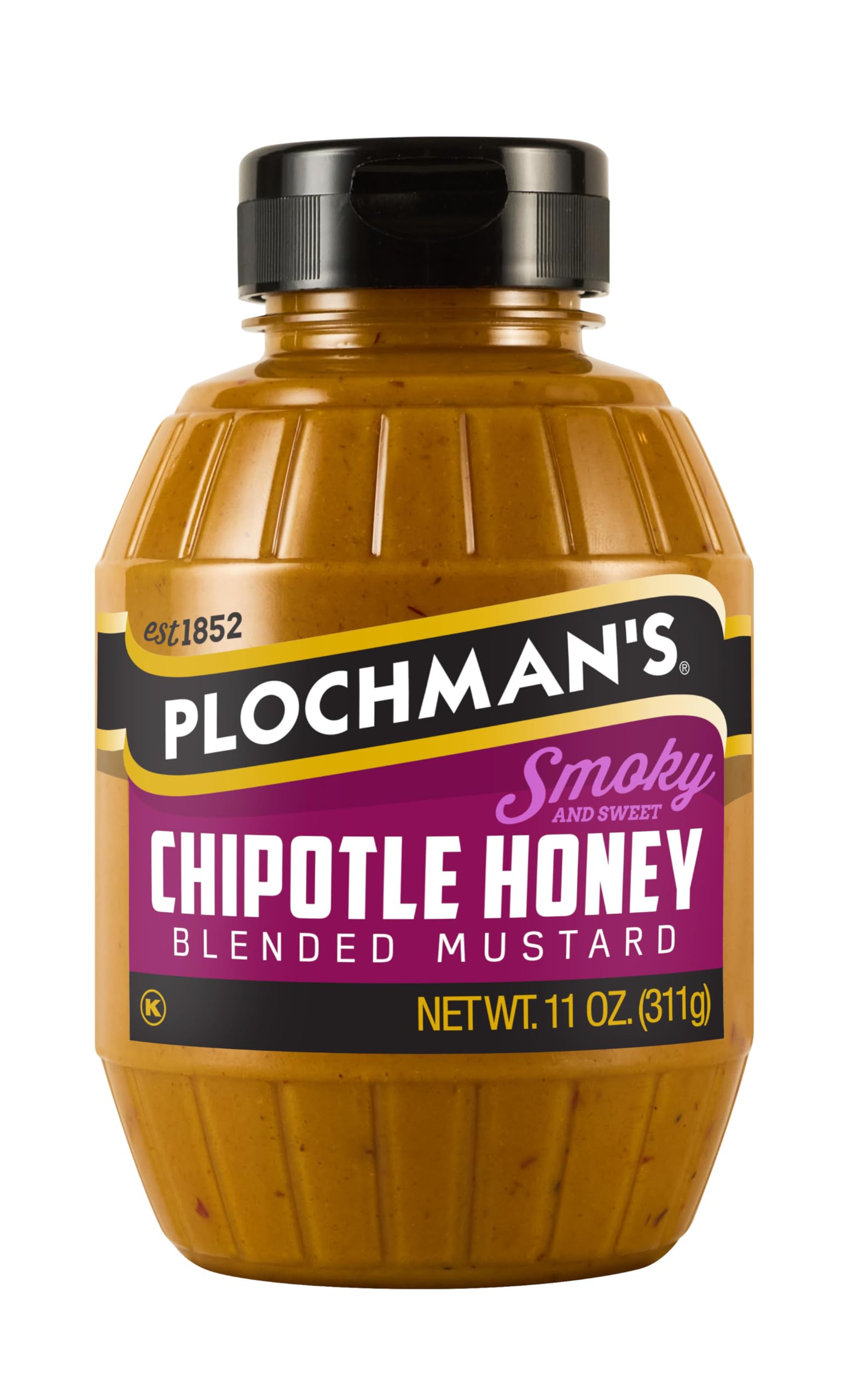 Plochman's Honey Chipotle Mustard, Smoky Spicy Sweet Gourmet Condiment, 11 Ounce