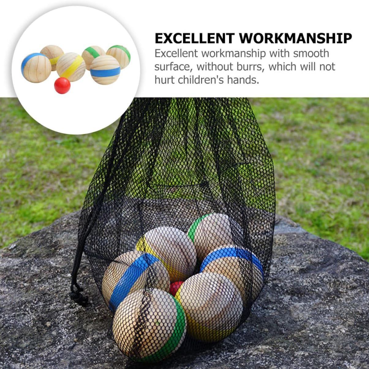 POPETPOP 7Pcs Creative Wooden Balls for Outdoor French Style Bocce Game for Lawn Play Smooth and Safe Design for Fun Summer for Backyard Activities
