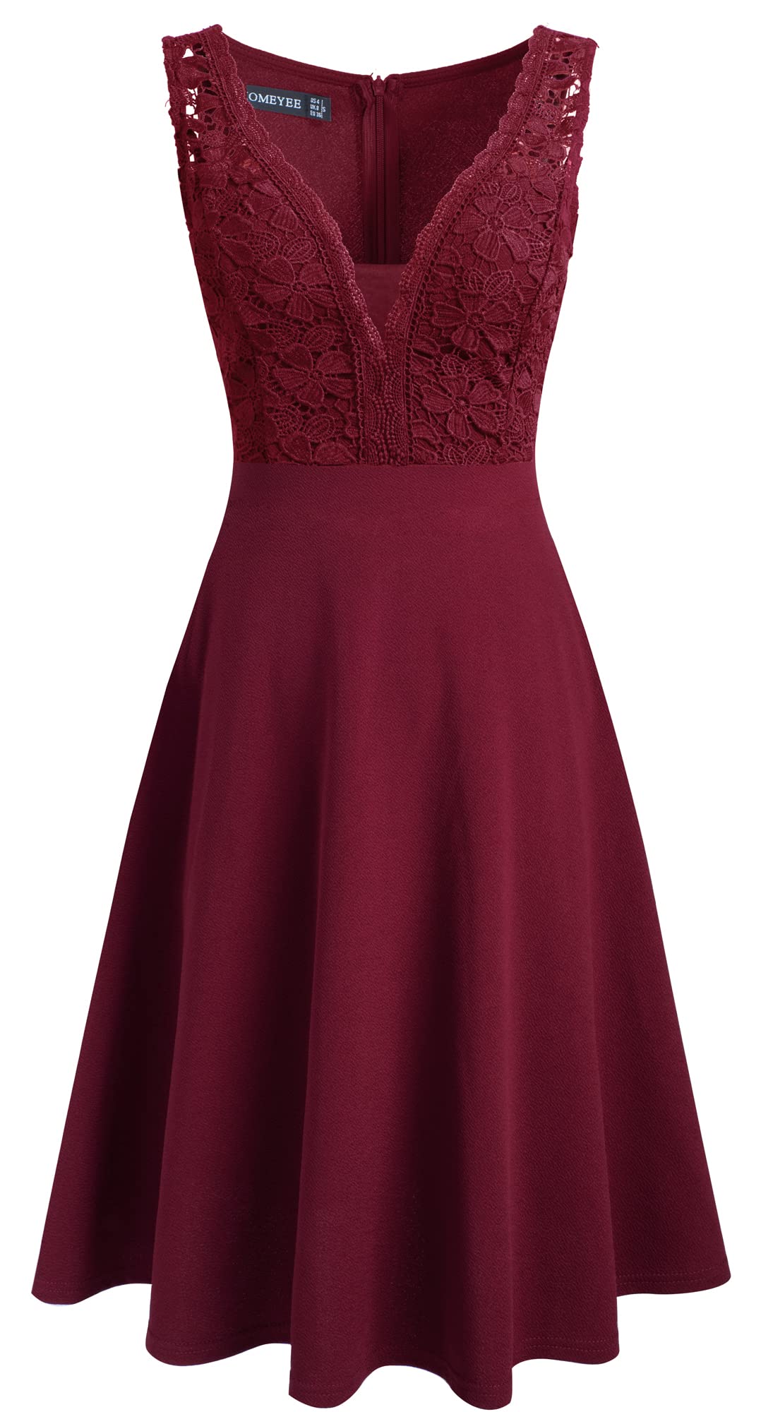 HOMEYEE Vestido de Noche Vintage para Mujer Sin Mangas de Encaje Rockabilly Swing Vestido de Cóctel A288