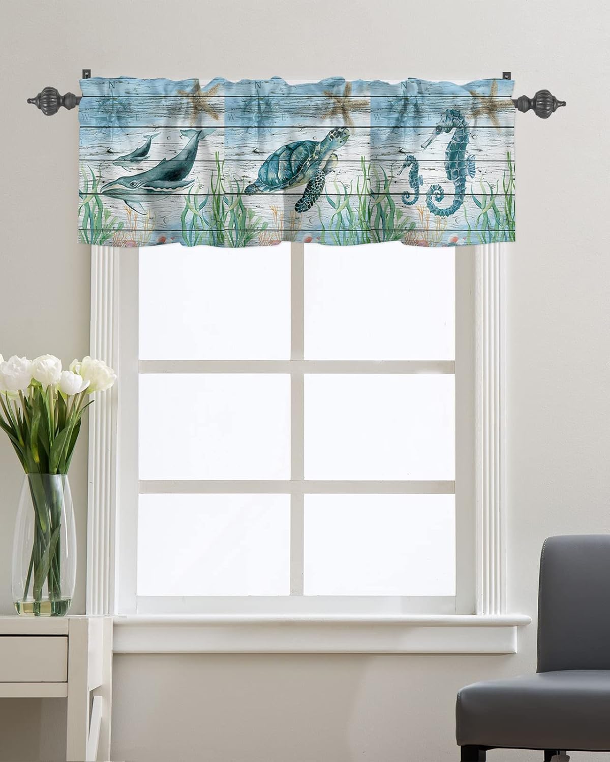 Sea Turtle Valances for Windows Seahorse Whale Ocean