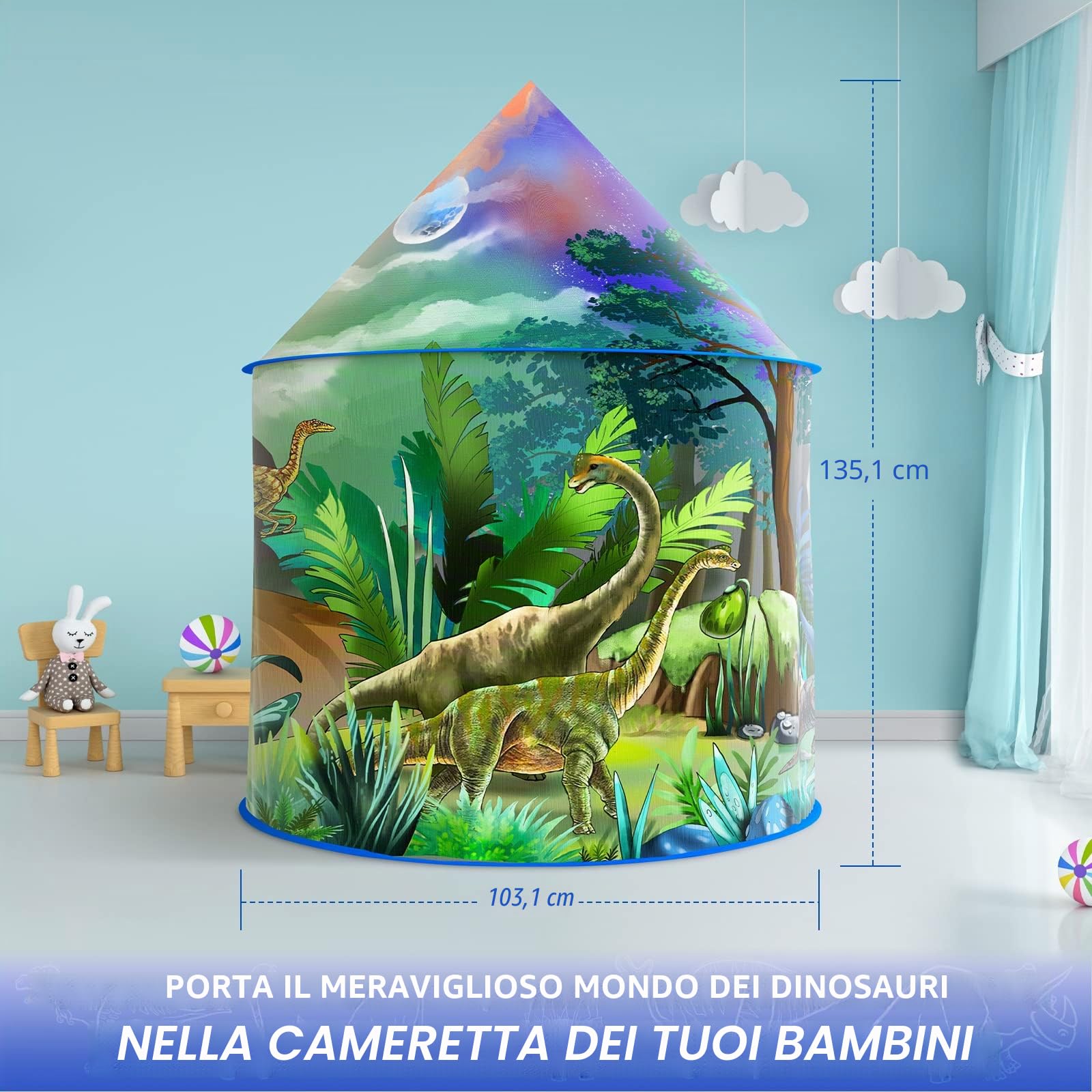 Tenda da gioco con dinosauro per bambini, avventura straordinaria, tenda a dinosauro, tenda per bambini, regalo per ragazze e ragazzi, tende per esterni e interni per bambini