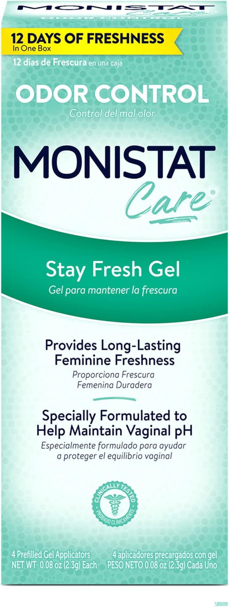 Care Stay Fresh Gel | 4 Pre-filled Gel Applicators | 1 Box | Provides Long-Lasting Feminine Freshness | Packaging May Vary