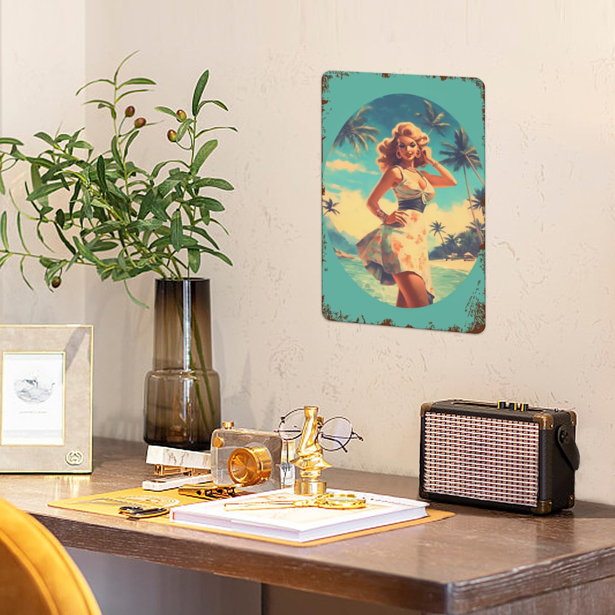 Amazon.co.jp: ヴィンテージピンナップガールブリキサイン、レトロ