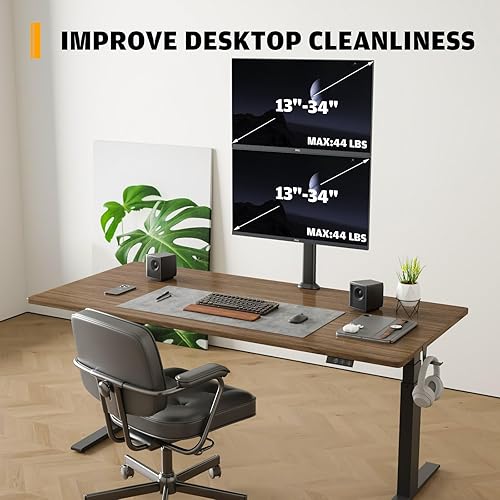 Miniatura 5 de HEMUDU Soporte de brazo articulado para escritorio de doble monitor, pantalla vertical que admite dos monitores de computadora de 13 a 34 pulgadas