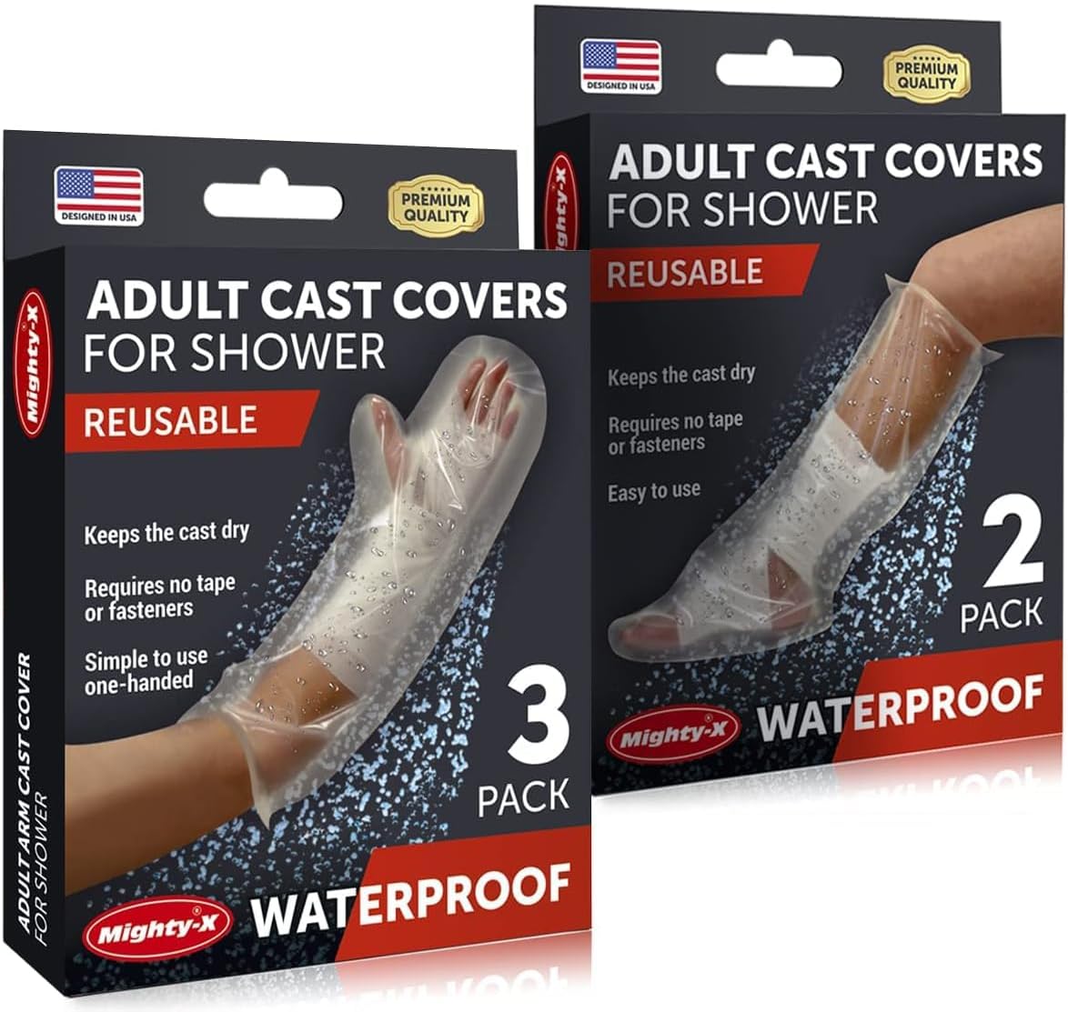 100 Waterproof Reusable Adult Half Arm Cast Covers for Shower Elbow, Hand & Wrist