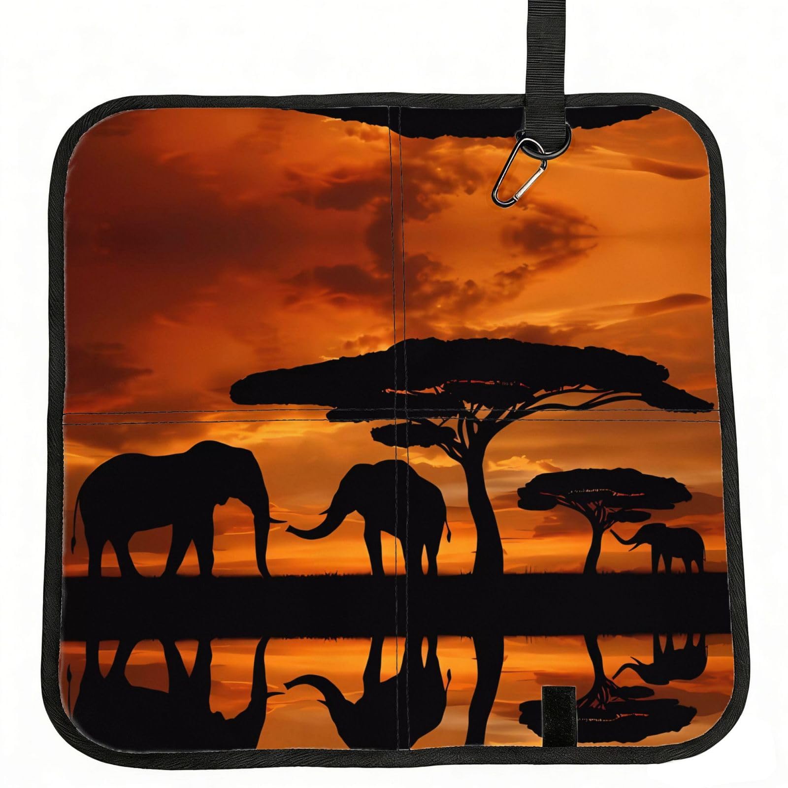 WZYCWB Elephant Foldable Seating Cushion with Carabiner - Stadium Mat for Camping, Hiking and Outdoor Activities