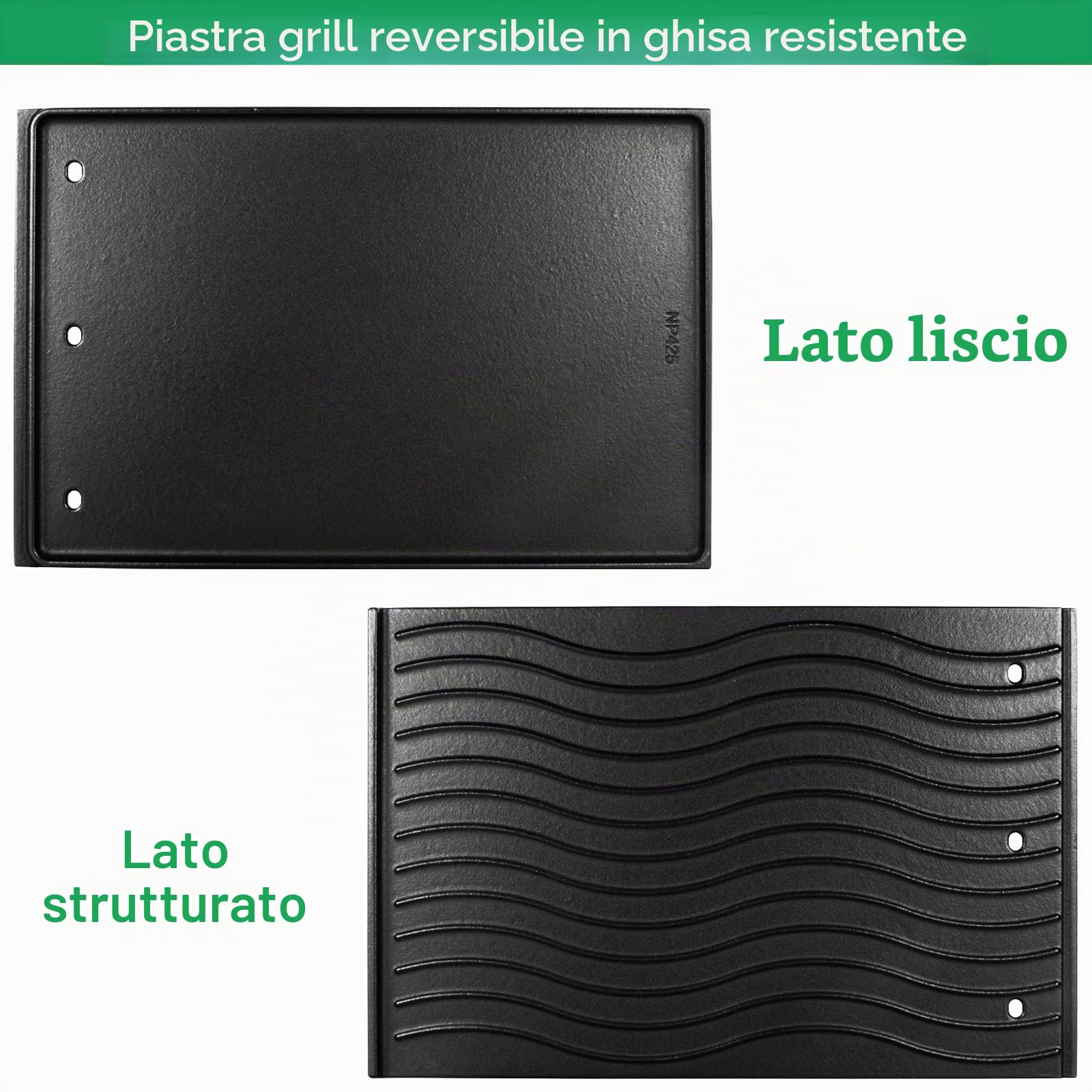 WELL GRILL Piastra in ghisa per barbecue Napoleon Rogue 425, 525, 625 e Freestyle, piastra in ghisa per barbecue Plancha, ricambi per barbecue per Napoleon, Rösle Videro G4-s, piastra BBQ reversibile