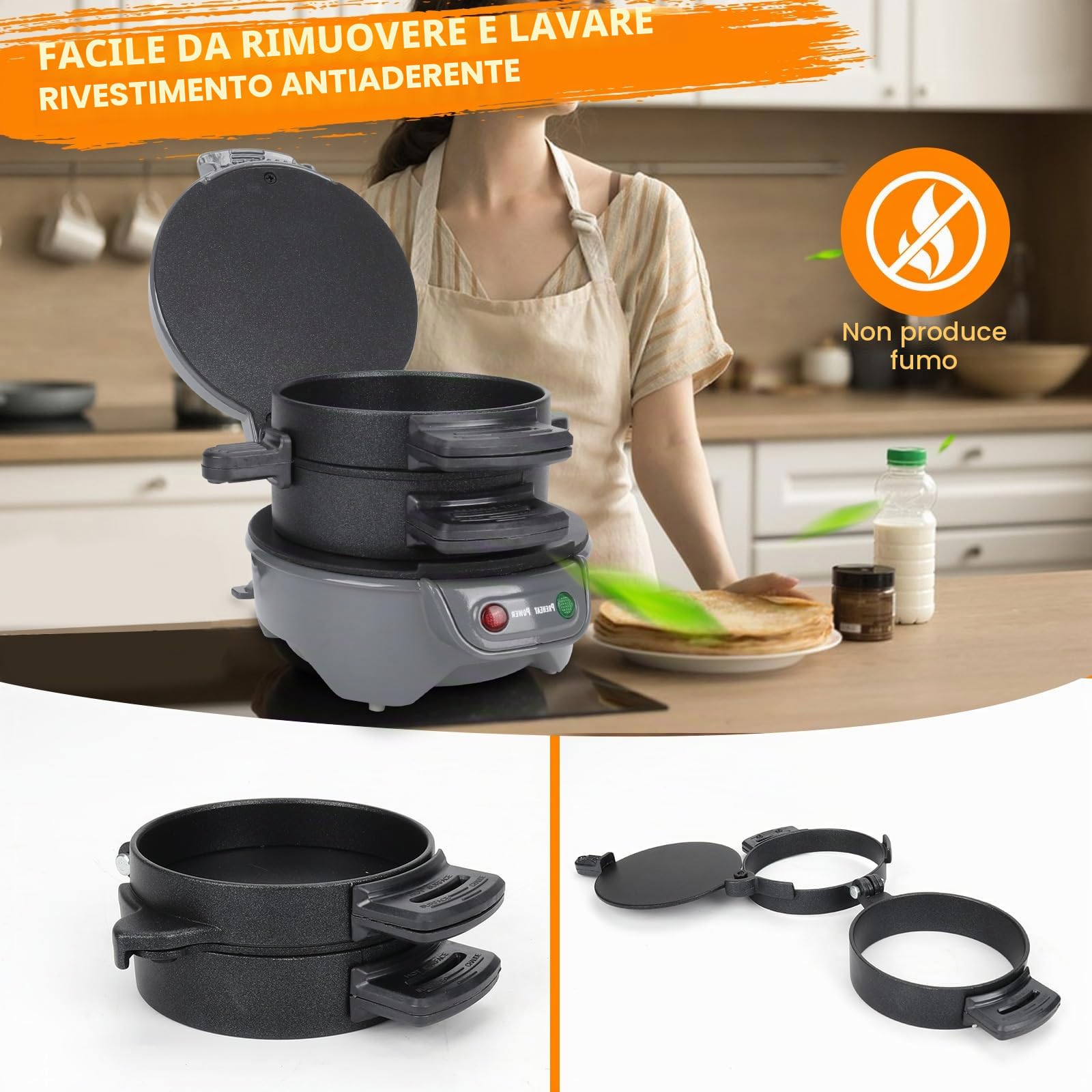 Sandwich - Tostapane per hamburger maker, efficienti piastre riscaldanti antiaderenti, lavabili in lavastoviglie, 600 W, per pane, per colazione, casa, cucina, pancake, colore: grigio argento