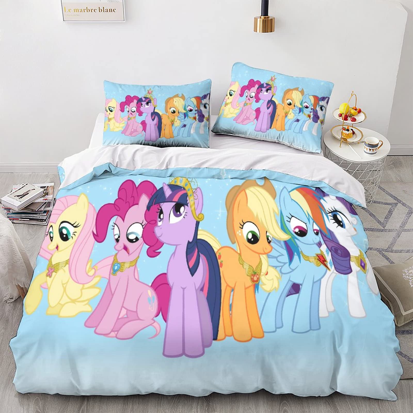Parure De Lit Licorne 3D - Housse De Couette + Taies, Microfibre, Taille King 220x240cm