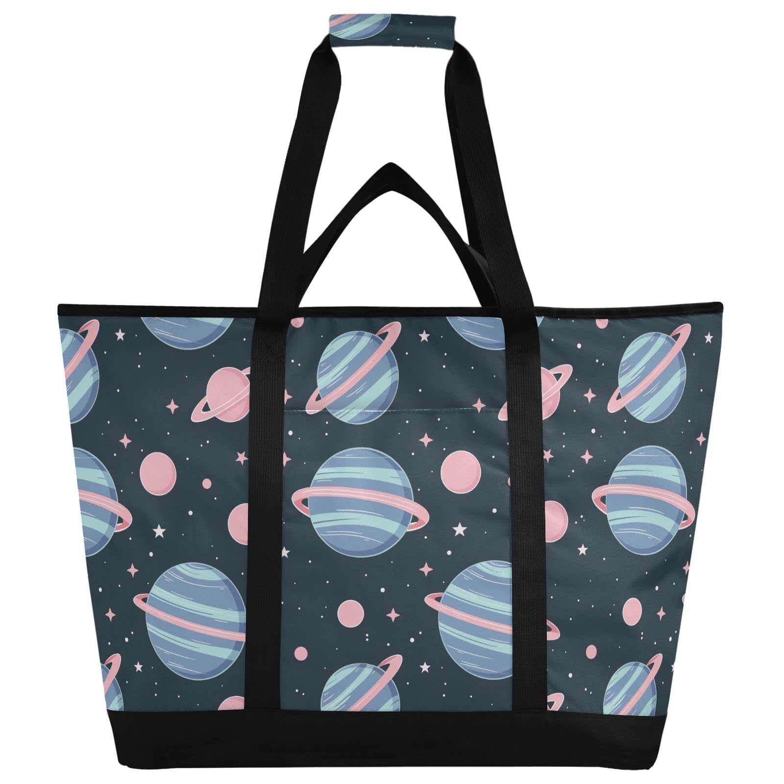 Cartoon Charming Planet - Bolsa térmica térmica reutilizable con cremallera, bolsa térmica grande portátil para viajes o camping