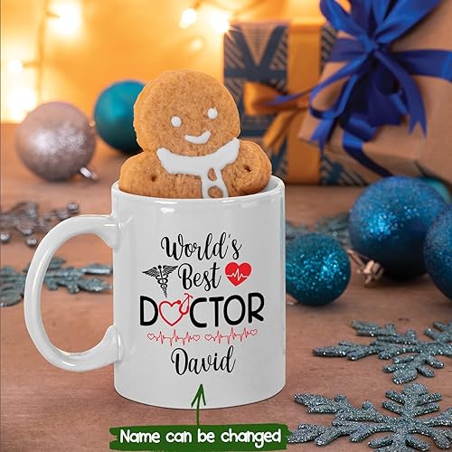 Miniatura 2 de Tazas personalizadas del mejor médico del mundo, tazas de café personalizadas con nombre, tazas de té personalizadas para médico, regalos de