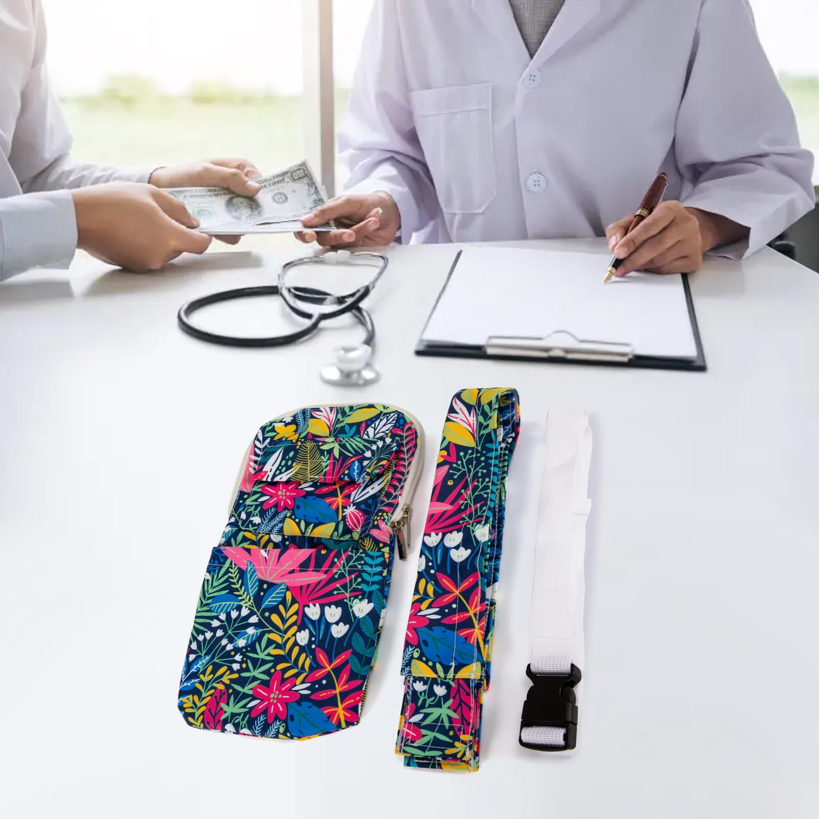 Copertura per tubo di nefrostomia e sacca di drenaggio con cinghia regolabile in vita e copertura per tubo catetere, per supporto esterno per nefrostomia (blu rosa)