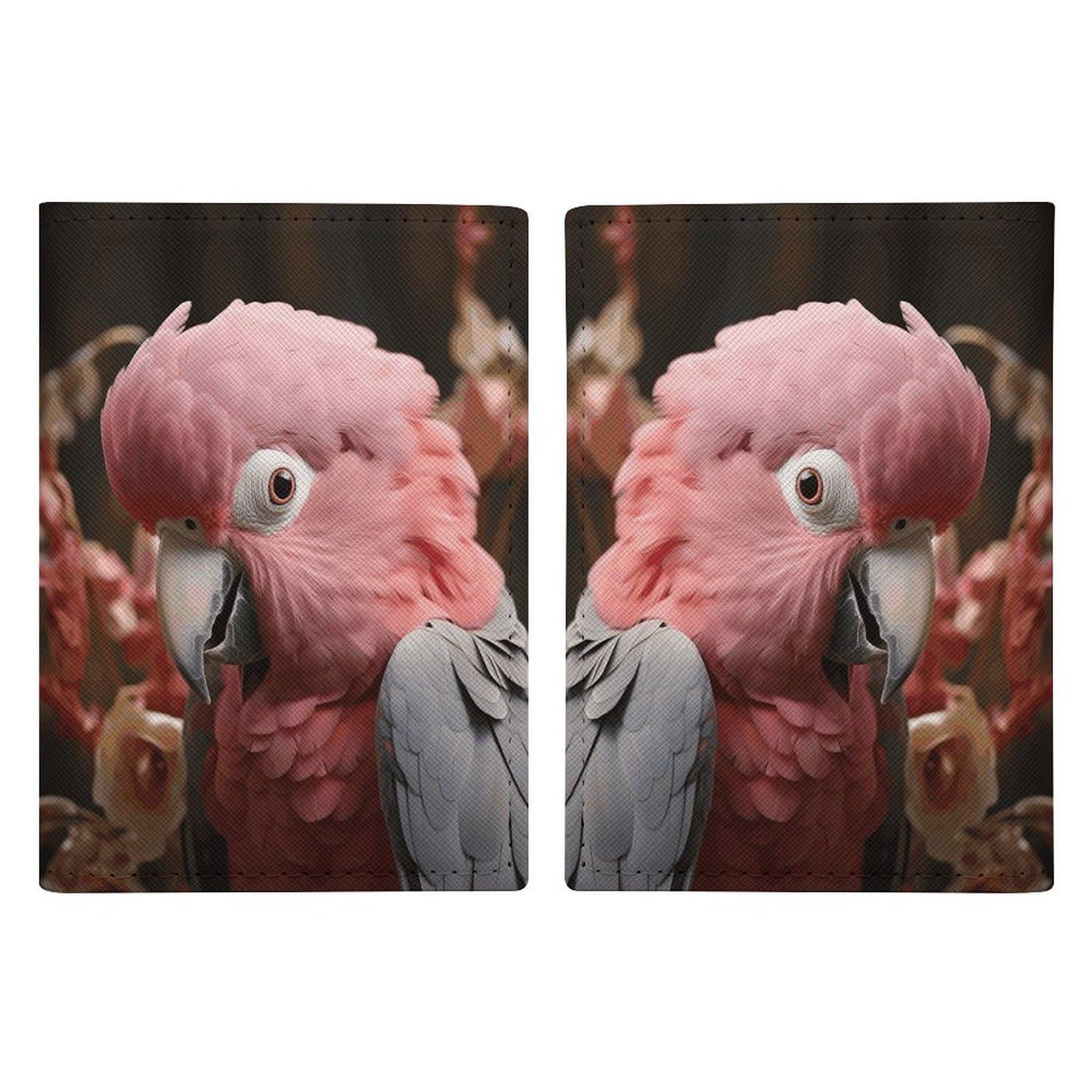 Grey Rose-Breasted Cockatoo Printed Passport Cover Case Passport Holder For Travel Passport Cards Protector Travel Covers Wallet Case RFID Blocking