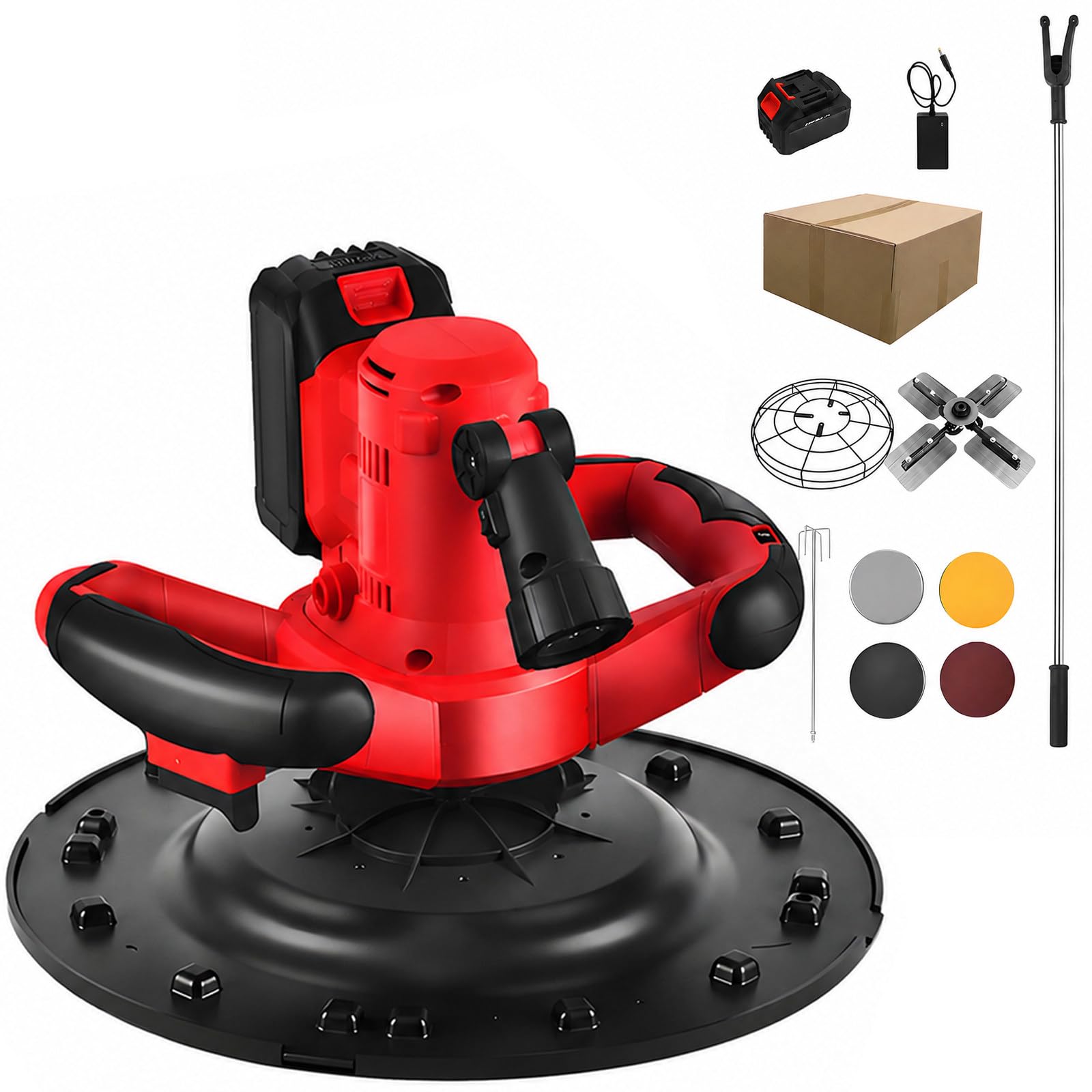 vnmudzeo Electric Wall Smoothing Machine,13000mAh/22500mAh Dual Power Supply,Heavy-Duty Concrete Trowel,for Concrete Cement Mortar Leveling 13000mAh
