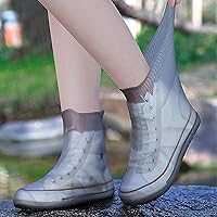 Vista 8 de Fundas para zapatos impermeables, reutilizables, plegables, botas de lluvia, antideslizantes, con suela de goma, protectores para limpieza, camping
