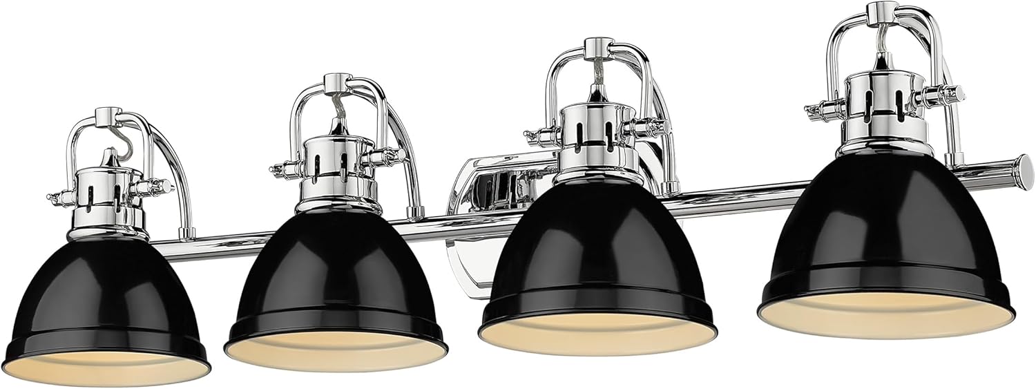 Golden Lighting Duncan CH 4 Light Bath Vanity in Chrome with Black Shades