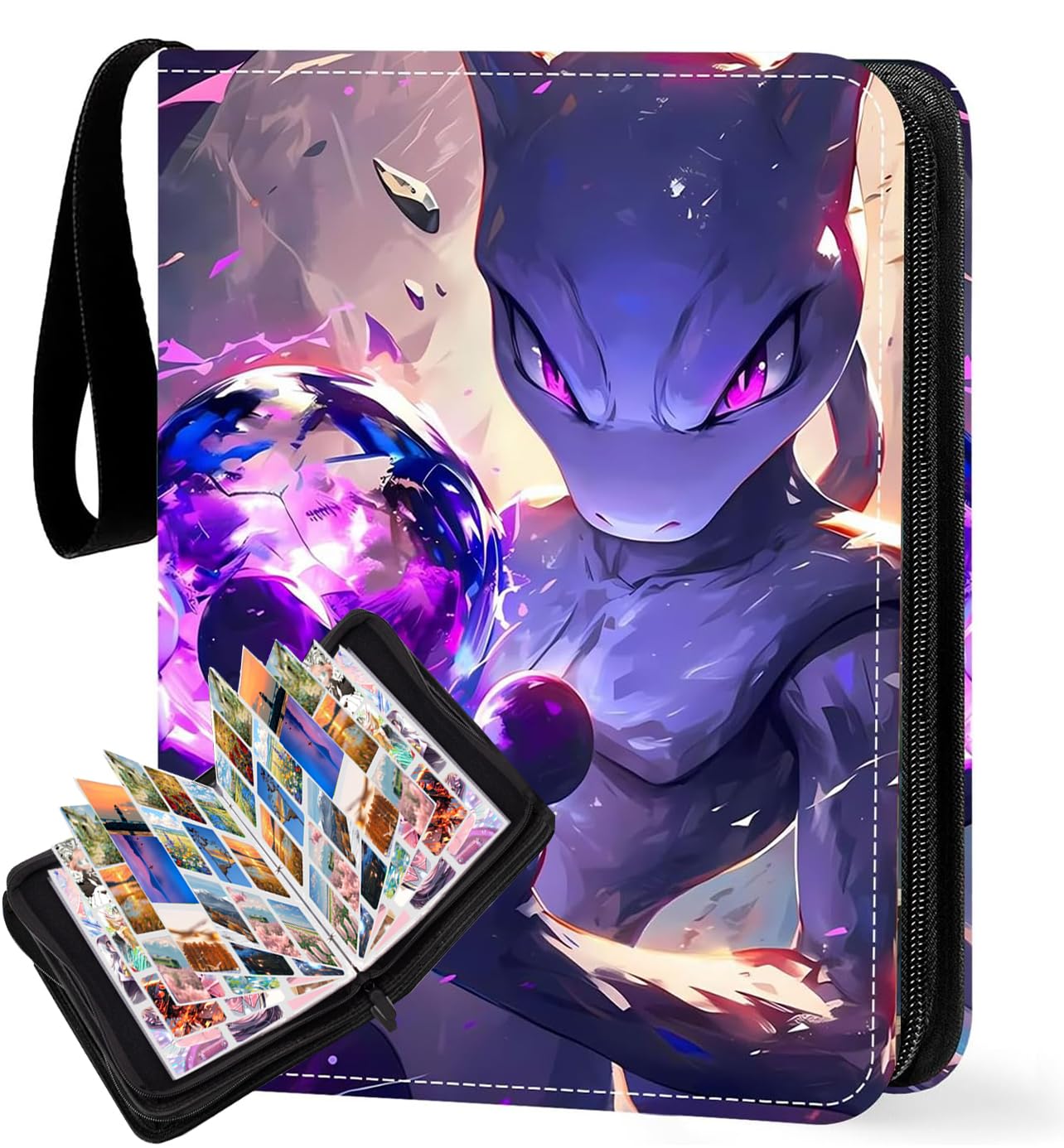 Carpeta de tarjetas coleccionables de 9 bolsillos, 50 páginas, impermeable, 900 bolsillos, álbumes de tarjetas coleccionables con cremallera, carpeta portátil para tarjetas para niños y