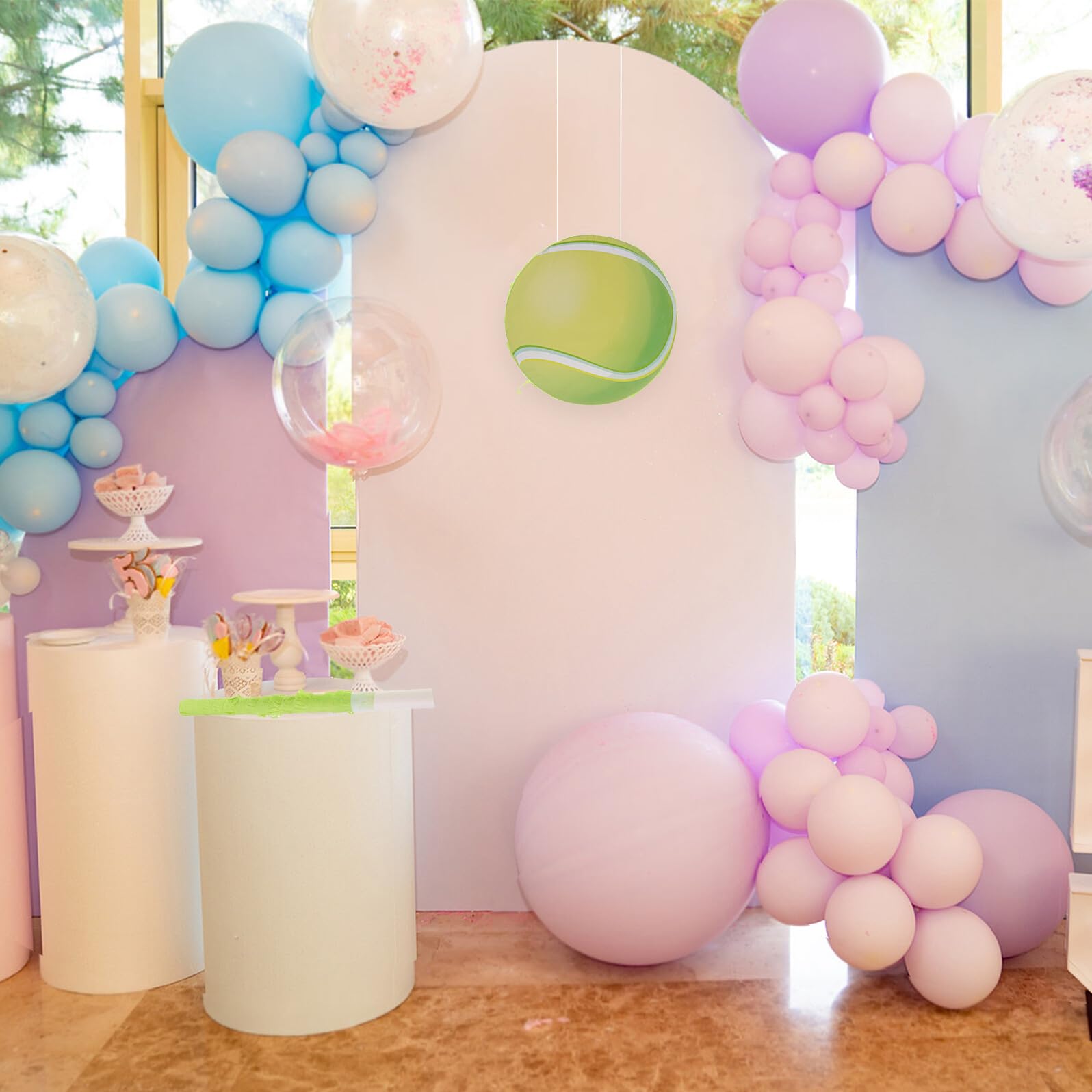 NOLITOY Adorno Temático Deportivo Piñata con Confeti y Palo para Romper Color Aleatorio de Tenis para Fiesta de Cumpleaños Infantil para Habitaciones Familiares y Celebraciones
