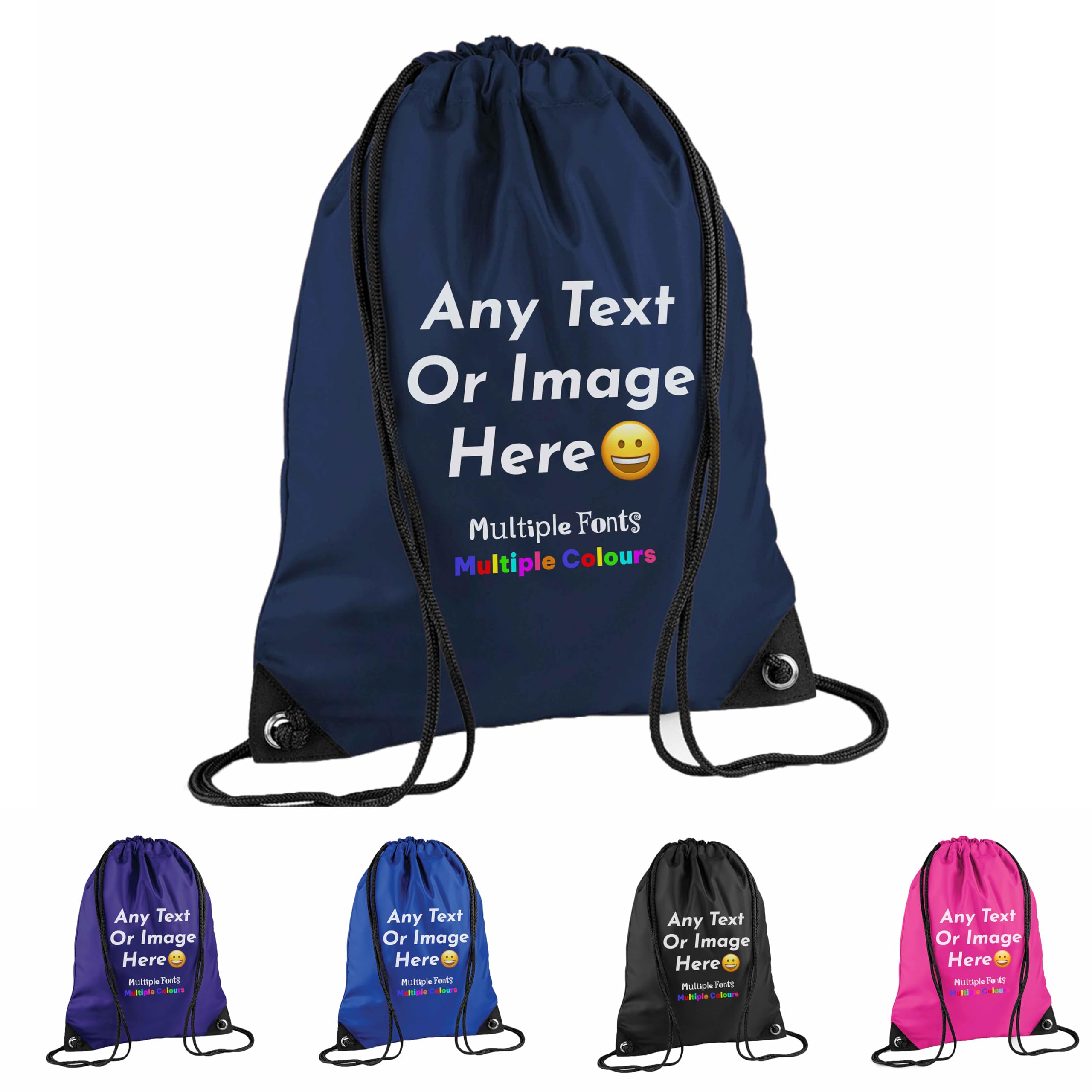Varsany Personalised Drawstring Bag PE Kit Gym Swim School Bag Kids 1 Navy